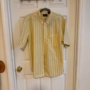 Vintage Izod Plaid Short Sleeve Button Down Shirt Yellow Multi Men’s Large NWT